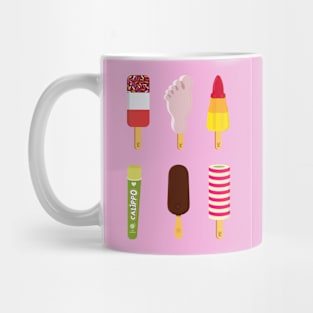 Mix of Ice lollies pastel pink background Mug